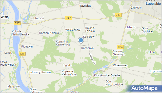 mapa Kamionka, Kamionka gmina Opole Lubelskie na mapie Targeo